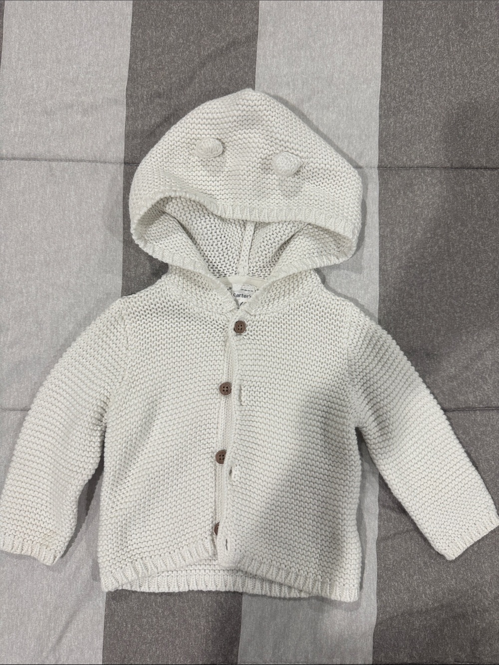 Carter's Cream Knit Hooded Baby Sweater with Ears